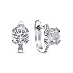 Серьги с английским замком из серебра с фианитами