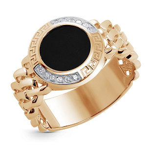 Печатка из красного золота с бриллиантом