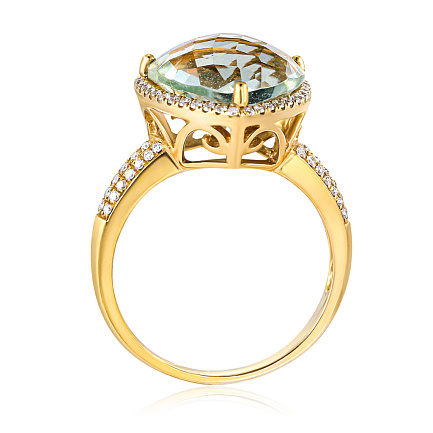 Кольцо из желтого золота с бриллиантами, аметистом