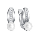 Серьги с английским замком из серебра с жемчугом