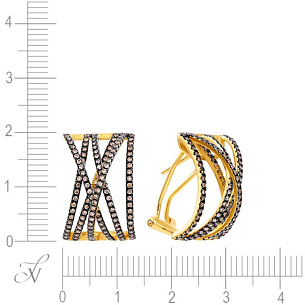 Серьги из желтого золота с бриллиантом