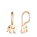Серьги детские из красного золота с изумрудами