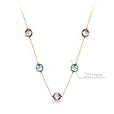 Колье из желтого золота с аметистами, топазами, плетение якорное