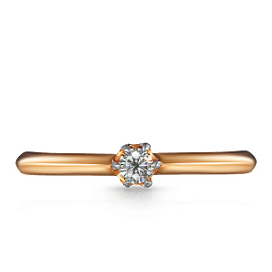 Кольцо из красного золота с фианитом