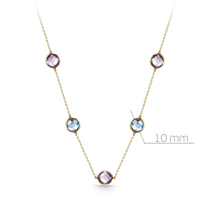 Колье из желтого золота с топазом, плетение якорное