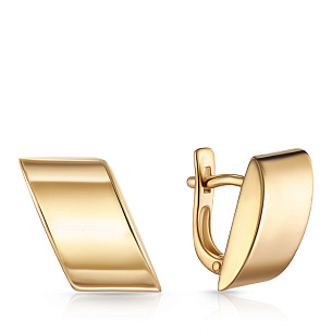 Серьги с английским замком из желтого золота