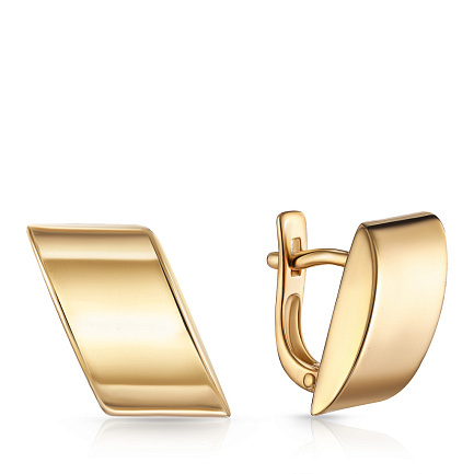 Серьги с английским замком из желтого золота