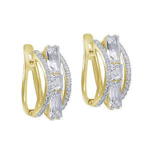 Серьги с английским замком из желтого золота