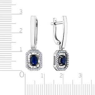 Серьги с английским замком из белого золота с сапфиром