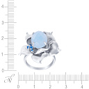 Кольцо из серебра с агатом, фианитом