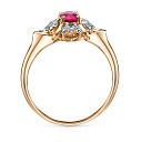 Кольцо из красного золота с бриллиантами, рубином