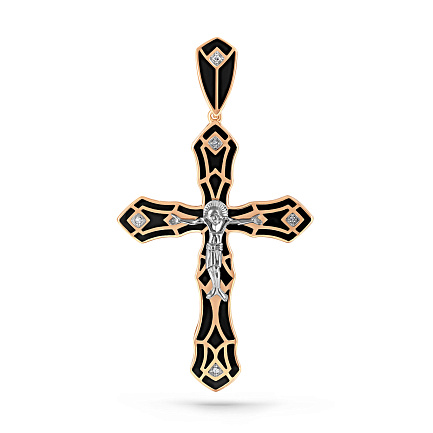 Крест из красного золота с бриллиантами