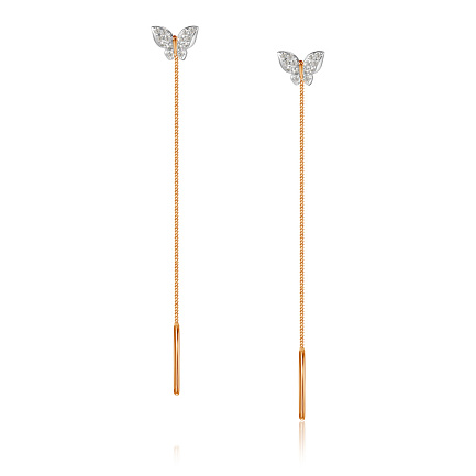 Серьги детские из красного золота с фианитом