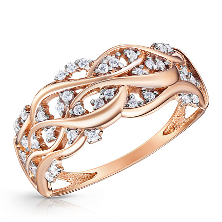 Кольцо из красного золота с фианитом