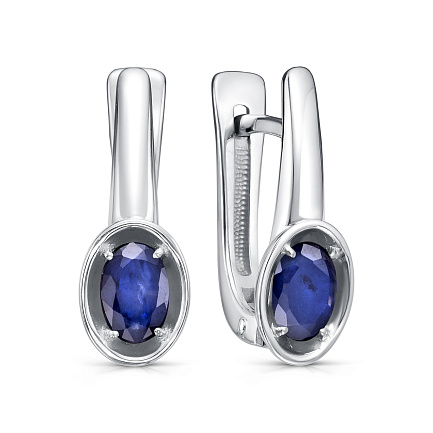 Серьги с английским замком из серебра с сапфирами