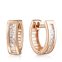 Серьги с английским замком из красного золота с фианитами