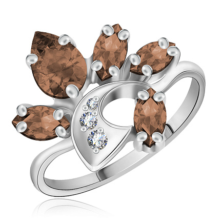 Серебряное кольцо с раухтопазами