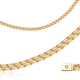 Цепь ручной работы из желтого золота, плетение шпрингелевое