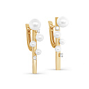 Серьги с английским замком из желтого золота с бриллиантами