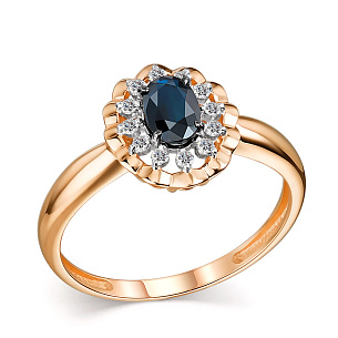 Кольцо из красного золота с сапфиром