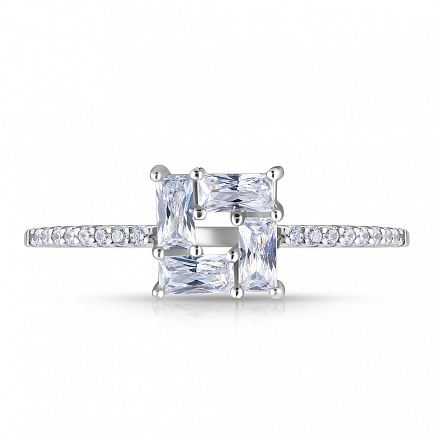 Кольцо из белого золота с фианитом