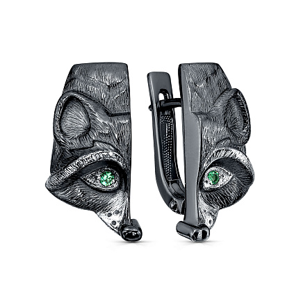 Серьги с английским замком из серебра с фианитом