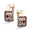 Серьги с английским замком из красного золота с бриллиантами