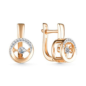 Серьги с английским замком из красного золота с бриллиантами