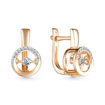 Серьги с английским замком из красного золота с бриллиантами