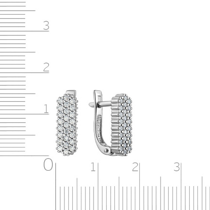 Серьги с английским замком из белого золота с фианитом