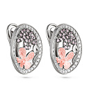 Серьги с английским замком из серебра с фианитами