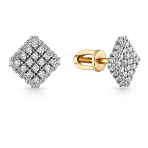 Серьги из комбинированного золота с фианитом