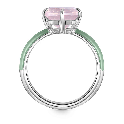 Кольцо из серебра с кварцем, эмалью