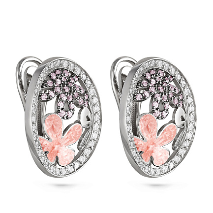 Серьги с английским замком из серебра с фианитами