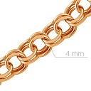 Цепь пустотелая из красного золота, плетение шпрингелевая свободная