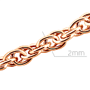 Цепь автомат из серебра с позолотой, плетение кордовое