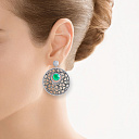 Серьги из серебра с агатом, фианитом