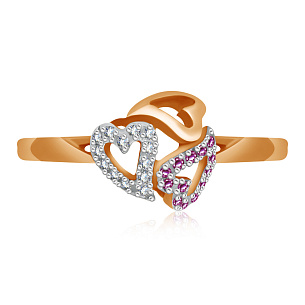 Кольцо с рубинами и бриллиантами из золота