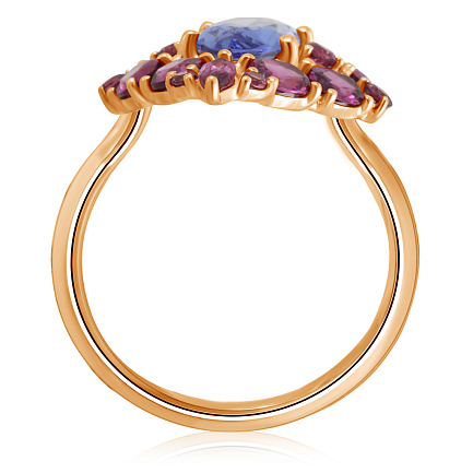 Кольцо из красного золота с родолитом, ситалом