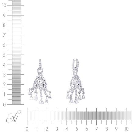 Серьги с английским замком из белого золота с бриллиантами