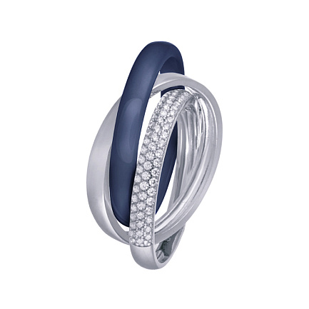 Кольцо из серебра с керамикой, фианитами