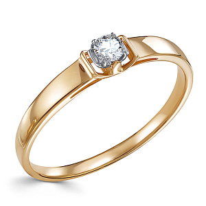 Кольцо из красного золота с бриллиантом