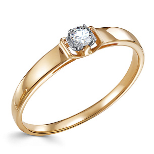 Кольцо из красного золота с бриллиантом