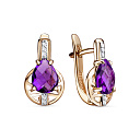 Серьги из красного золота с бриллиантами, аметистами