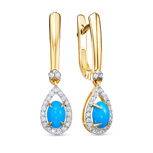 Серьги из желтого золота с бриллиантом