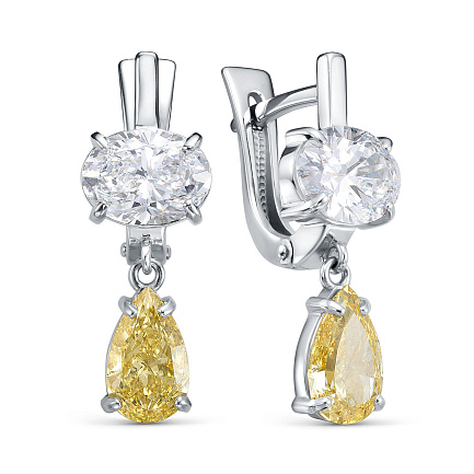 Серьги с английским замком из белого золота с бриллиантами