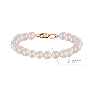 Браслет декоративный из красного золота с жемчугом