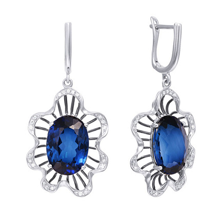 Серьги с английским замком из белого золота с бриллиантами