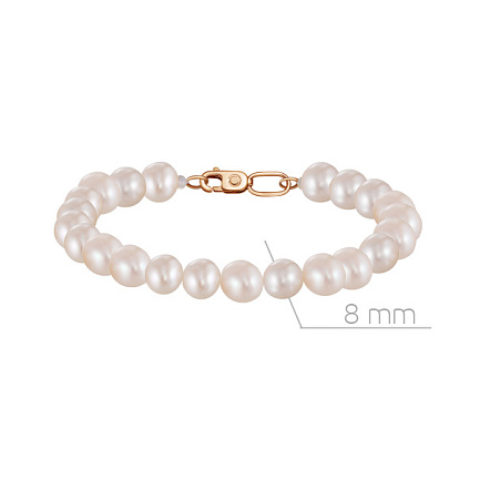 Браслет декоративный из красного золота с жемчугом