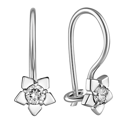 Серьги с французским замком из белого золота с бриллиантами